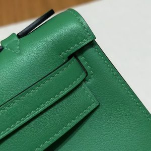 Hermes Kelly Pochette Handmade In Swift Calfskin Leather Gold Hardware 1K Bambou - Image 3