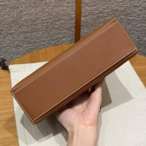 Hermes Kelly Pochette Handmade In Swift Calfskin Leather Gold Hardware 37 Gold - Image 16
