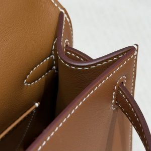 Hermes Kelly Pochette Handmade In Swift Calfskin Leather Gold Hardware 37 Gold - Image 8
