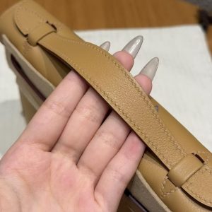 Hermes Kelly Pochette Handmade In Swift Calfskin Leather Gold Hardware 4B Biscuit - Image 13
