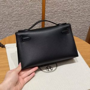 Alternative view of Hermes Kelly Pochette Handmade In Swift Calfskin Leather Gold Hardware 89 Noir