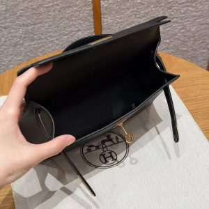 Hermes Kelly Pochette Handmade In Swift Calfskin Leather Gold Hardware 89 Noir - Image 16
