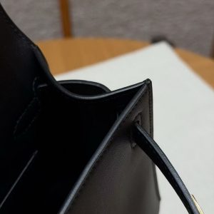 Hermes Kelly Pochette Handmade In Swift Calfskin Leather Gold Hardware 89 Noir - Image 8