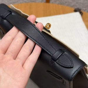 Hermes Kelly Pochette Handmade In Swift Calfskin Leather Gold Hardware 89 Noir - Image 7