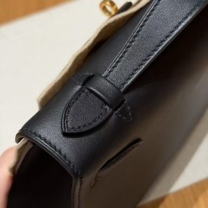 Hermes Kelly Pochette Handmade In Swift Calfskin Leather Gold Hardware 89 Noir - Image 6