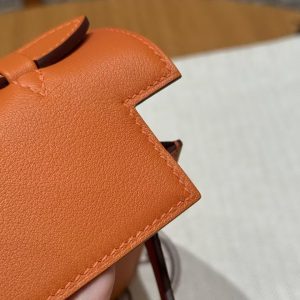 Hermes Kelly Pochette Handmade In Swift Calfskin Leather Gold Hardware 93 Orange - Image 7