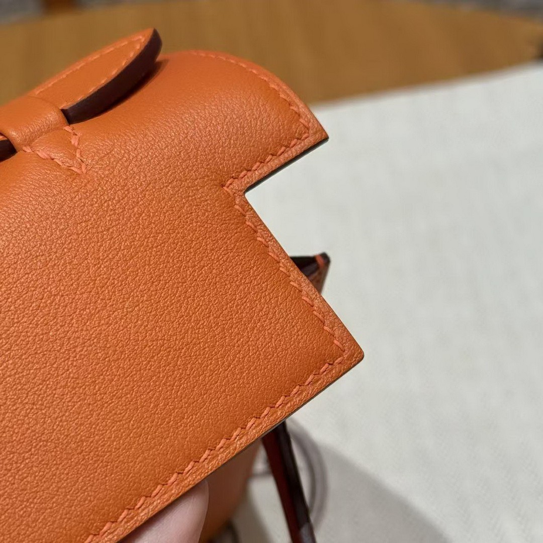 Hermes Kelly Pochette Handmade In Swift Calfskin Leather Gold Hardware 93 Orange - Image 7