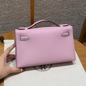 Alternative view of Hermes Kelly Pochette Handmade In Swift Calfskin Leather Gold Hardware x9 Mauve