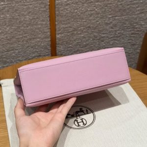 Hermes Kelly Pochette Handmade In Swift Calfskin Leather Gold Hardware x9 Mauve - Image 19