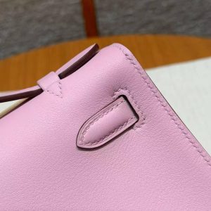 Hermes Kelly Pochette Handmade In Swift Calfskin Leather Gold Hardware x9 Mauve - Image 16