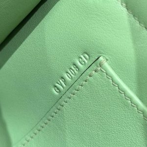 Hermes Kelly Pochette Handmade In Swift Calfskin Leather Rose gold Hardware 3i Vert Criquent - Image 11