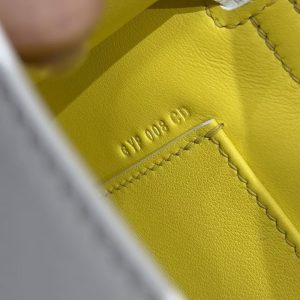 Hermes Kelly Pochette Handmade In Swift Calfskin Leather Silver Hardware 01 Blanc 9R Lime - Image 12