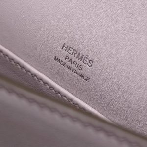 Hermes Kelly Pochette Handmade In Swift Calfskin Leather Silver Hardware 09 Mauve Pale - Image 16