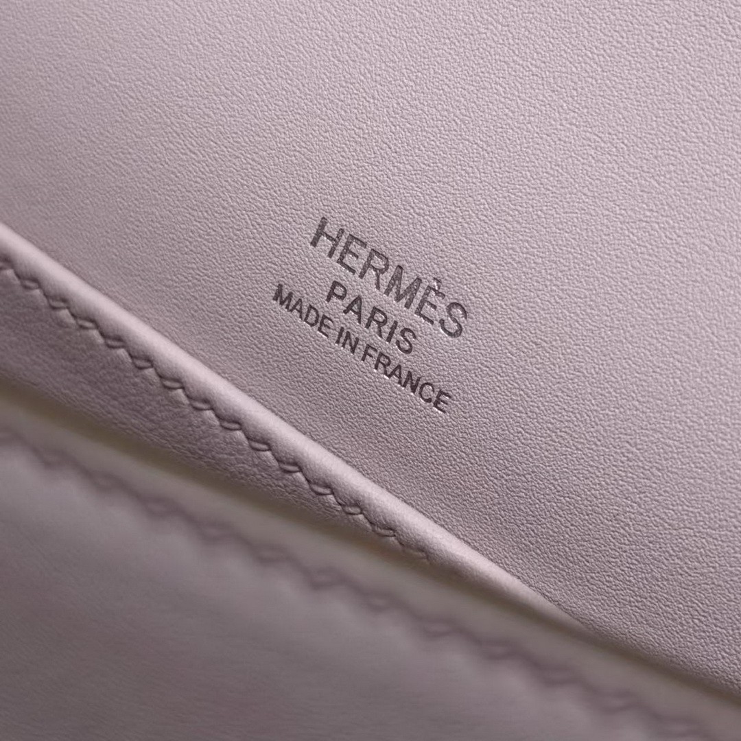 Hermes Kelly Pochette Handmade In Swift Calfskin Leather Silver Hardware 09 Mauve Pale - Image 16
