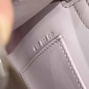 Hermes Kelly Pochette Handmade In Swift Calfskin Leather Silver Hardware 09 Mauve Pale - Image 15