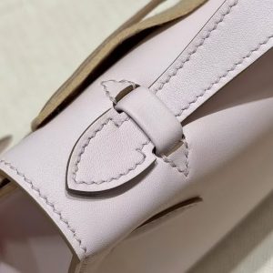Hermes Kelly Pochette Handmade In Swift Calfskin Leather Silver Hardware 09 Mauve Pale - Image 7