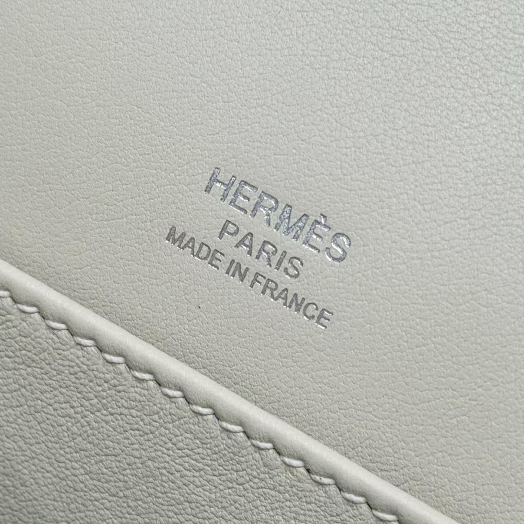 Hermes Kelly Pochette Handmade In Swift Calfskin Leather Silver Hardware 10 Craie - Image 15