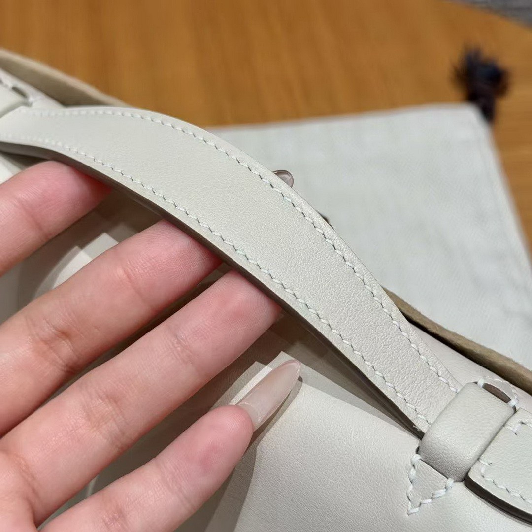 Hermes Kelly Pochette Handmade In Swift Calfskin Leather Silver Hardware 10 Craie - Image 8