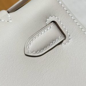 Hermes Kelly Pochette Handmade In Swift Calfskin Leather Silver Hardware 10 Craie - Image 7