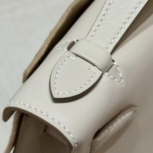 Hermes Kelly Pochette Handmade In Swift Calfskin Leather Silver Hardware 10 Craie - Image 6