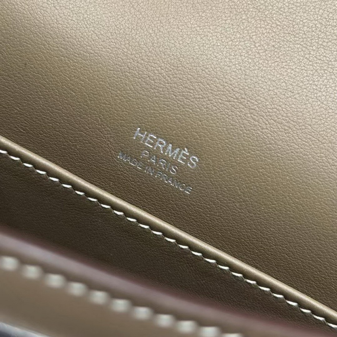 Hermes Kelly Pochette Handmade In Swift Calfskin Leather Silver Hardware 18 Etoupe - Image 14