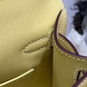 Hermes Kelly Pochette Handmade In Swift Calfskin Leather Silver Hardware 1Z Jaune Poussin - Image 9