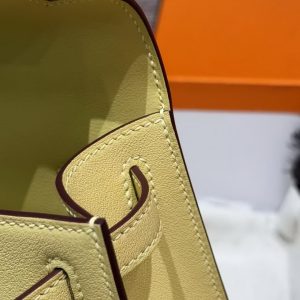 Hermes Kelly Pochette Handmade In Swift Calfskin Leather Silver Hardware 1Z Jaune Poussin - Image 7