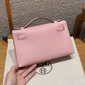 Alternative view of Hermes Kelly Pochette Handmade In Swift Calfskin Leather Silver Hardware 3Q Rose Sakura