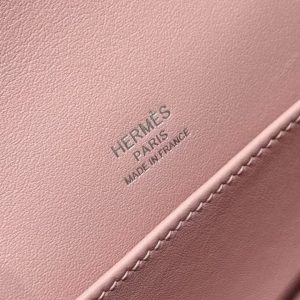 Hermes Kelly Pochette Handmade In Swift Calfskin Leather Silver Hardware 3Q Rose Sakura - Image 15