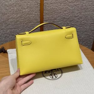 Alternative view of Hermes Kelly Pochette Handmade In Swift Calfskin Leather Silver Hardware B4 Sun