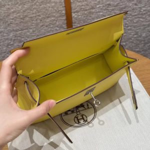 Hermes Kelly Pochette Handmade In Swift Calfskin Leather Silver Hardware B4 Sun - Image 19
