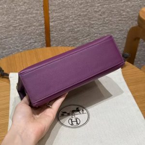 Hermes Kelly Pochette Handmade In Swift Calfskin Leather Silver Hardware P9 Anemone - Image 20