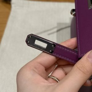 Hermes Kelly Pochette Handmade In Swift Calfskin Leather Silver Hardware P9 Anemone - Image 17