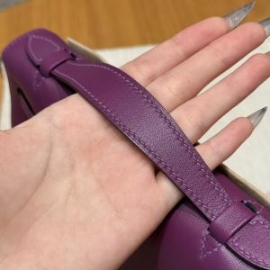 Hermes Kelly Pochette Handmade In Swift Calfskin Leather Silver Hardware P9 Anemone - Image 13