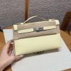 Hermes Kelly Pochette Handmade In Swift Calfskin Leather Silver Hardware i8 Jaune Milton