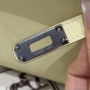 Hermes Kelly Pochette Handmade In Swift Calfskin Leather Silver Hardware i8 Jaune Milton - Image 11
