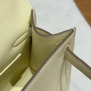 Hermes Kelly Pochette Handmade In Swift Calfskin Leather Silver Hardware i8 Jaune Milton - Image 6