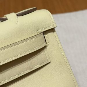 Hermes Kelly Pochette Handmade In Swift Calfskin Leather Silver Hardware i8 Jaune Milton - Image 5