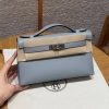 Hermes Kelly Pochette Handmade In Swift Calfskin Leather from Silver Hardware P0 Girs Pantin