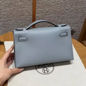 Hermes Kelly Pochette Handmade In Swift Calfskin Leather from Silver Hardware P0 Girs Pantin - Image 2