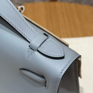 Hermes Kelly Pochette Handmade In Swift Calfskin Leather from Silver Hardware P0 Girs Pantin - Image 6