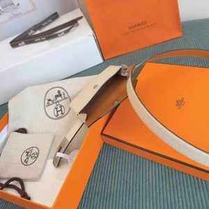 Hermes Kelly Pocket 18 Belt Epsom Calfskin Kelly Buckle Permabrass Yellow Gold Craie H081120CC10 - Image 11
