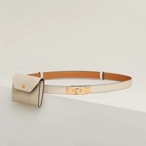 Hermes Kelly Pocket 18 Belt Epsom Calfskin Kelly Buckle Permabrass Yellow Gold Craie H081120CC10