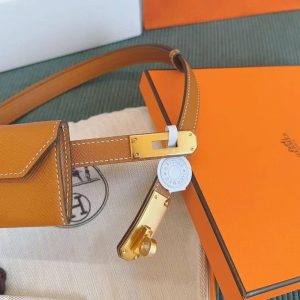 Hermes Kelly Pocket 18 Belt Epsom Calfskin Kelly Buckle Permabrass Yellow Gold Gold H081120CC37 - Image 8