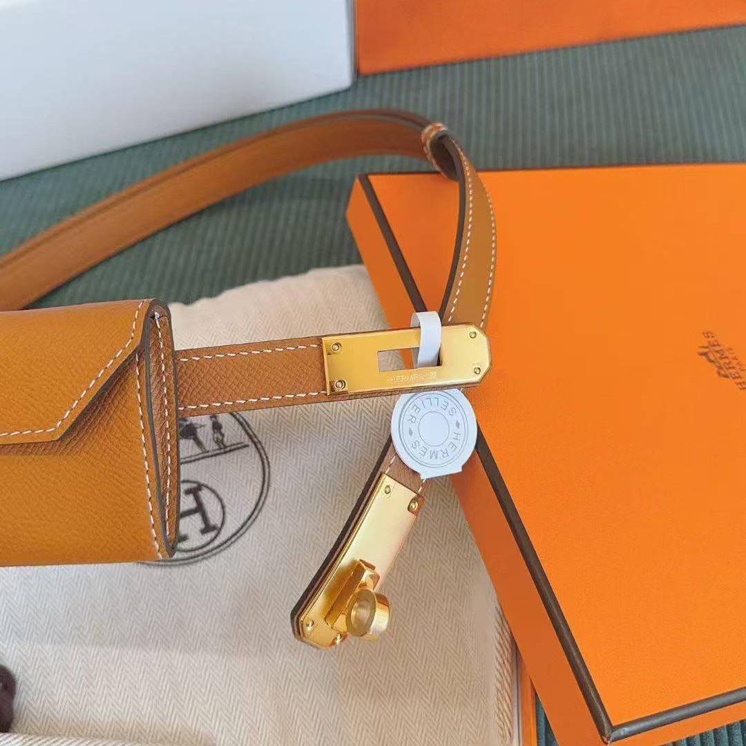 Hermes Kelly Pocket 18 Belt Epsom Calfskin Kelly Buckle Permabrass Yellow Gold Gold H081120CC37 - Image 8