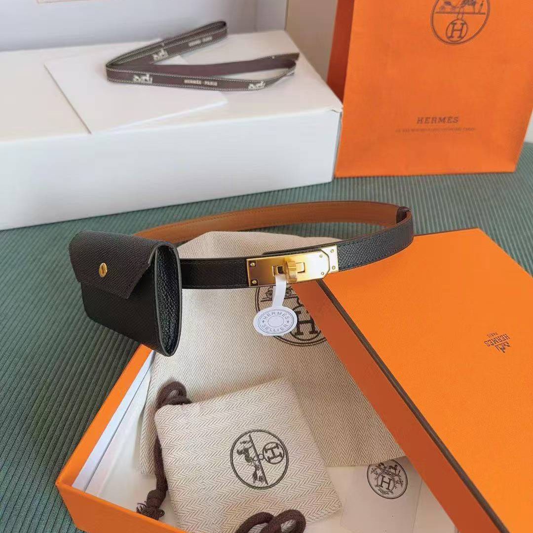 Hermes Kelly Pocket 18 Belt Epsom Calfskin Kelly Buckle Permabrass Yellow Gold Noir H081120CC89 - Image 2