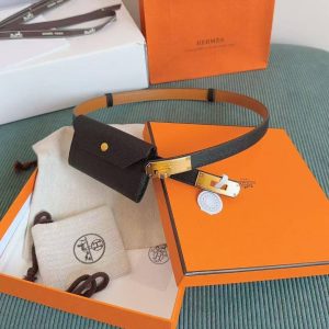 Hermes Kelly Pocket 18 Belt Epsom Calfskin Kelly Buckle Permabrass Yellow Gold Noir H081120CC89 - Image 11
