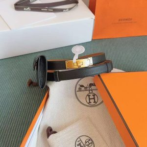 Hermes Kelly Pocket 18 Belt Epsom Calfskin Kelly Buckle Permabrass Yellow Gold Noir H081120CC89 - Image 10