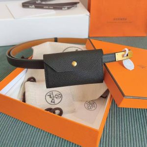 Hermes Kelly Pocket 18 Belt Epsom Calfskin Kelly Buckle Permabrass Yellow Gold Noir H081120CC89 - Image 9