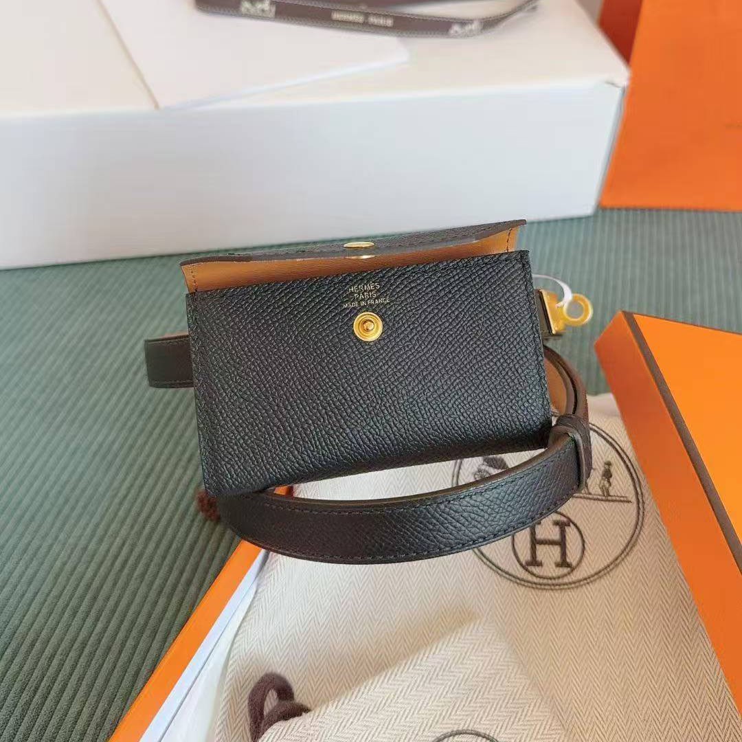 Hermes Kelly Pocket 18 Belt Epsom Calfskin Kelly Buckle Permabrass Yellow Gold Noir H081120CC89 - Image 8